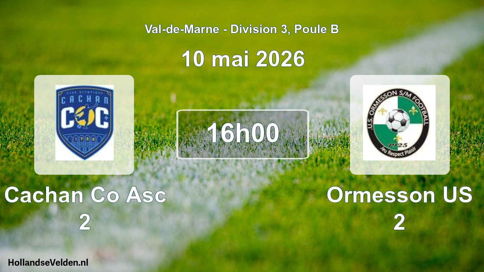 Match programmé: Cachan Co Asc 2 - Ormesson US 2 (10 mai 2026)