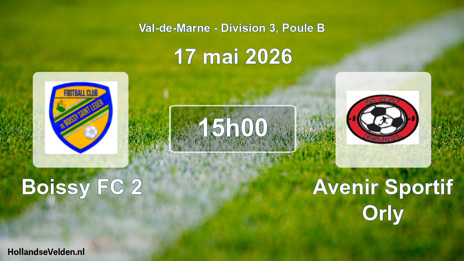 Match programmé: Boissy FC 2 - Avenir Sportif Orly (17 mai 2026)