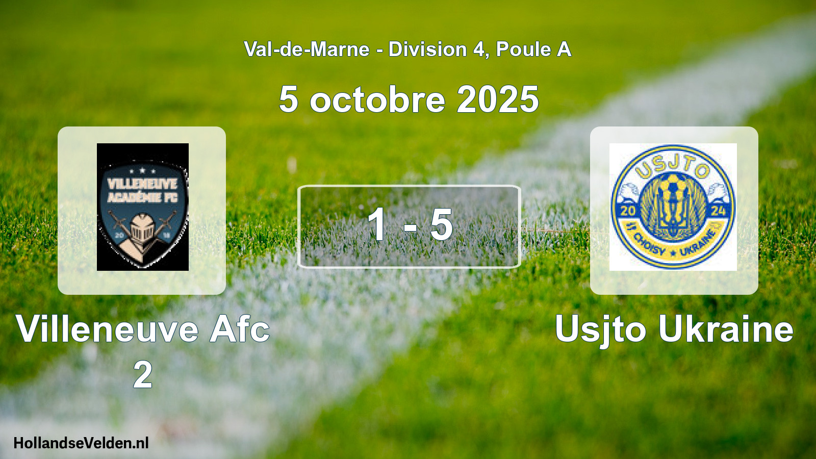 Match joué: Villeneuve Afc 2 - Usjto Ukraine 1 - 5 (5 octobre 2025)