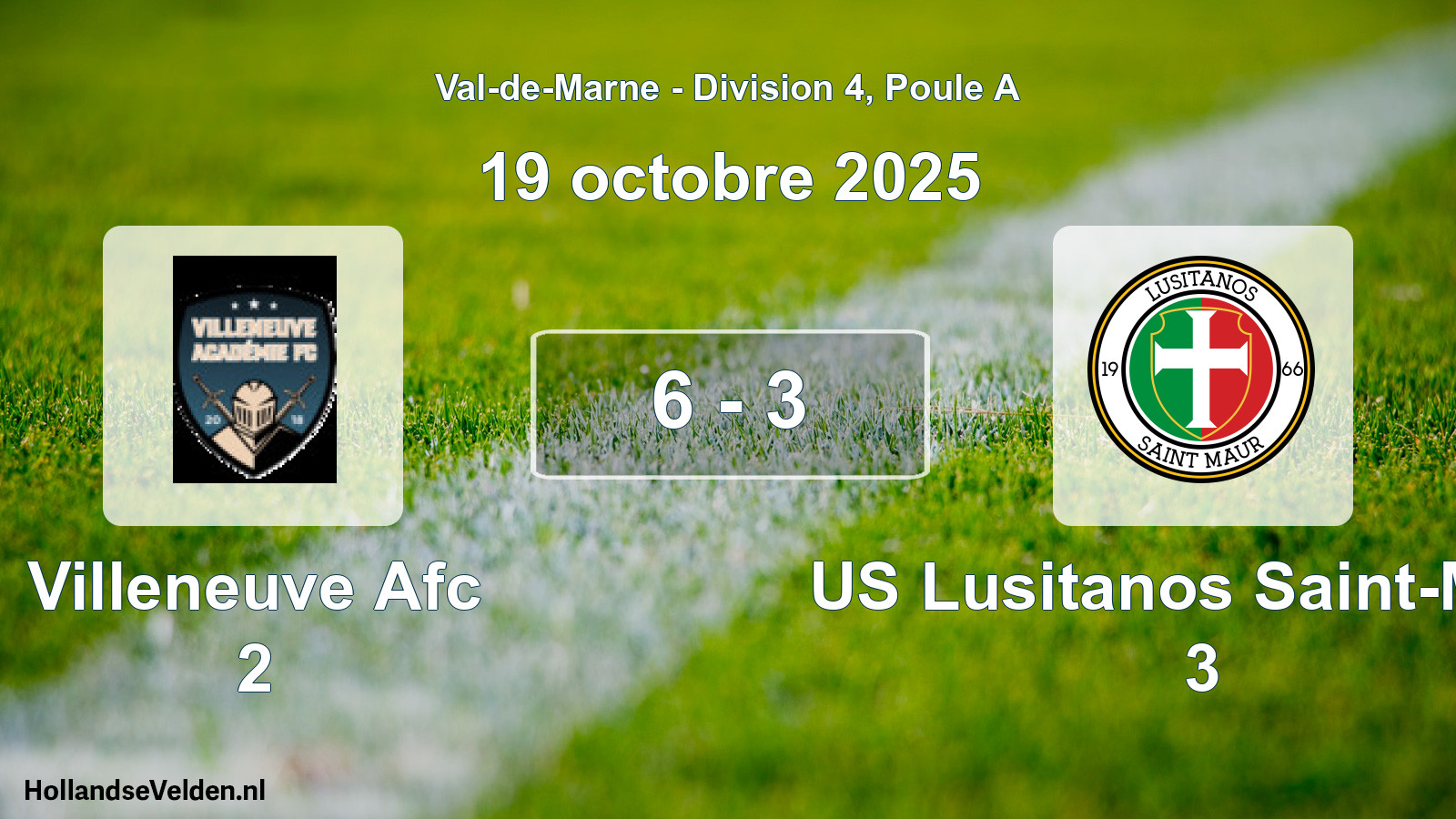 Match joué: Villeneuve Afc 2 - US Lusitanos Saint-Maur 3 6 - 3 (19 octobre 2025)