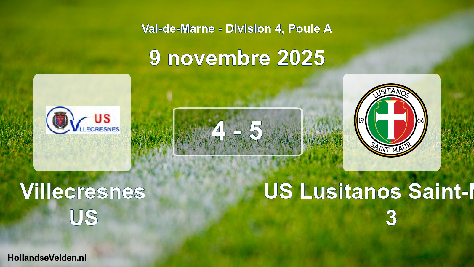 Match joué: Villecresnes US - US Lusitanos Saint-Maur 3 4 - 5 (9 novembre 2025)