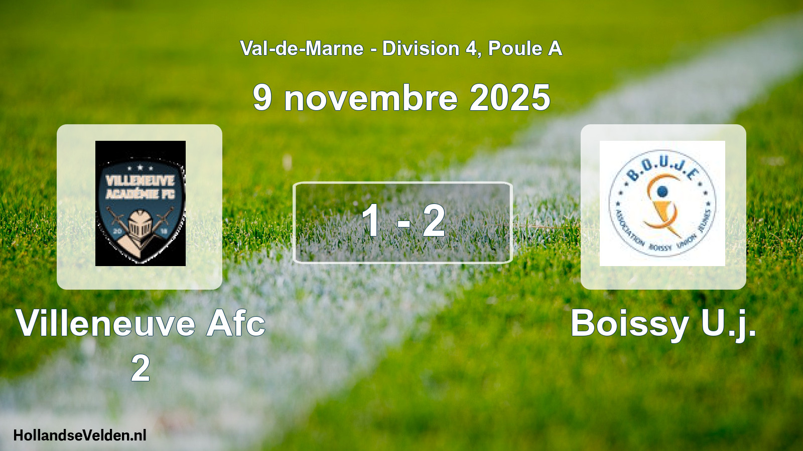 Match joué: Villeneuve Afc 2 - Boissy U.j. 1 - 2 (9 novembre 2025)