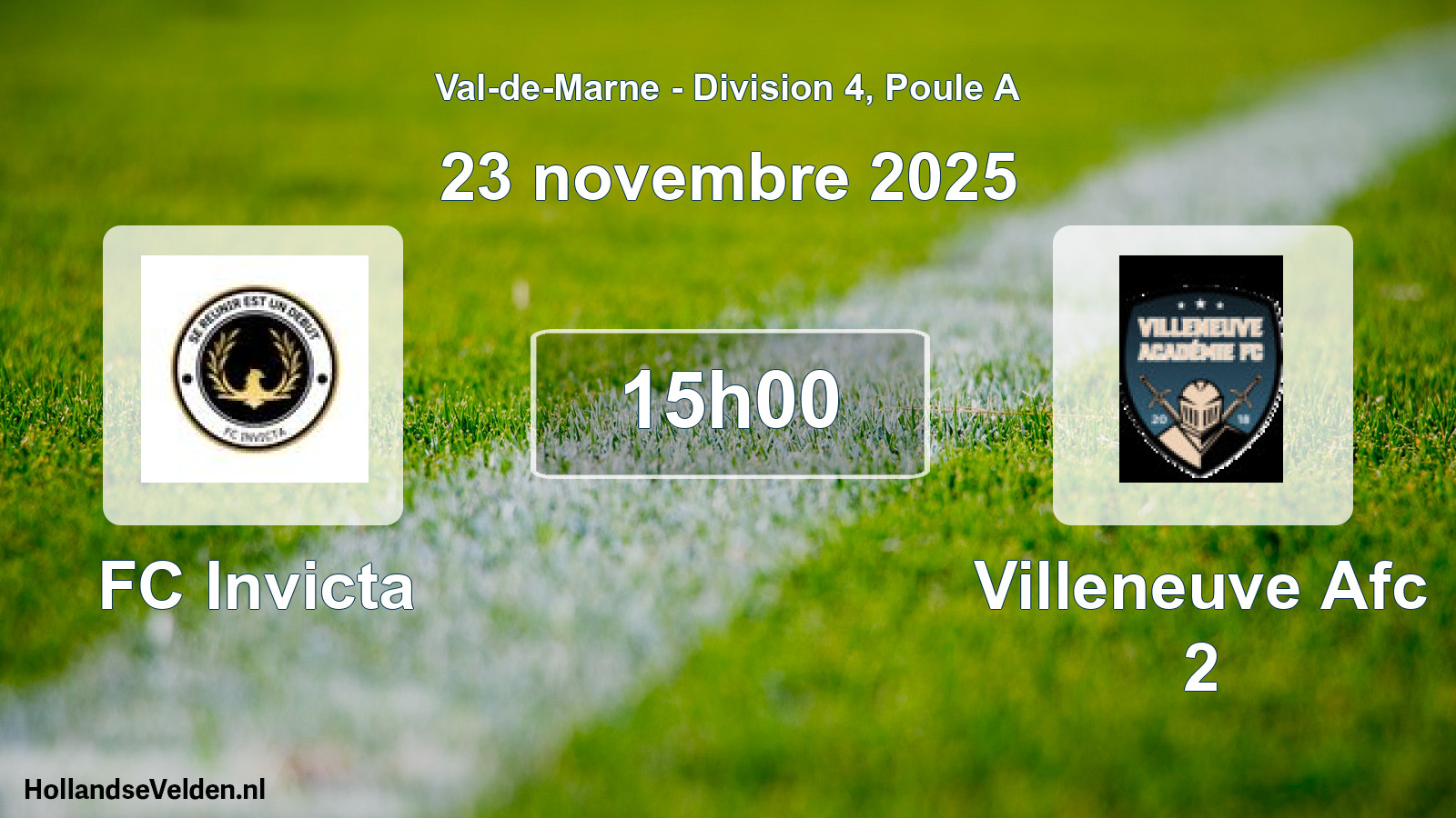 Match programmé: FC Invicta - Villeneuve Afc 2 (23 novembre 2025)