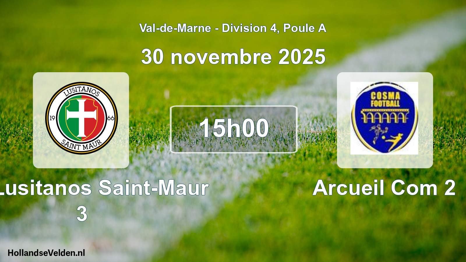 Match programmé: US Lusitanos Saint-Maur 3 - Arcueil Com 2 (30 novembre 2025)