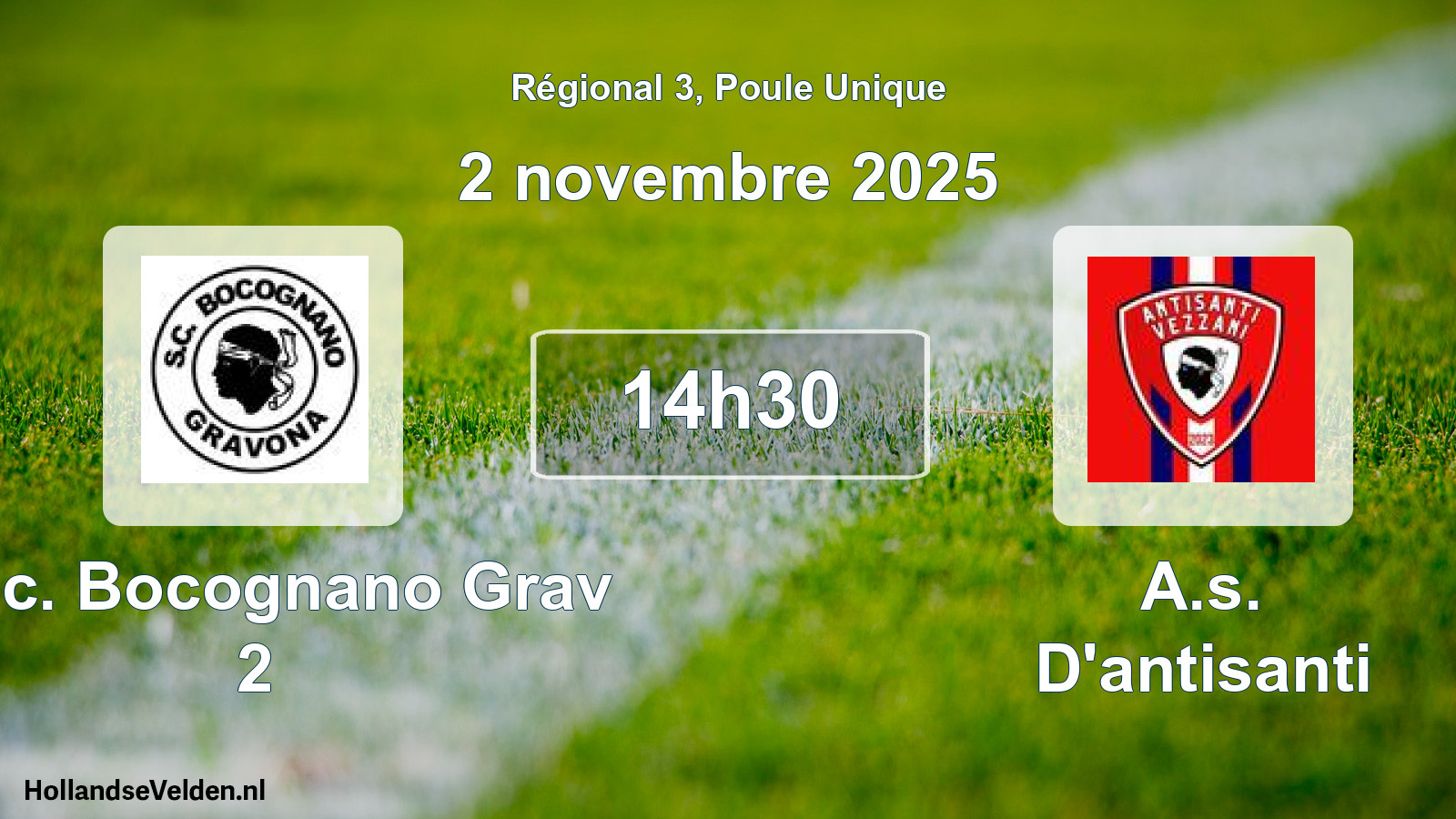 Scheduled Match: Sp.c. Bocognano Grav 2 - A.s. D'antisanti (2 November 2025)