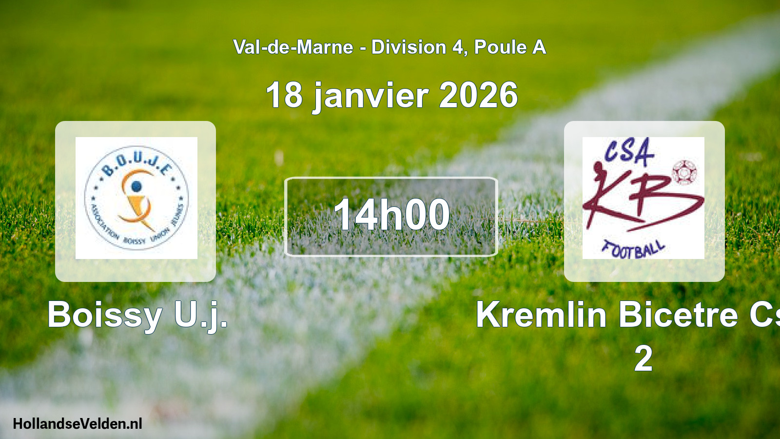 Geplande wedstrijd: Boissy U.j. - Kremlin Bicetre Csa 2 (18 januari 2026)
