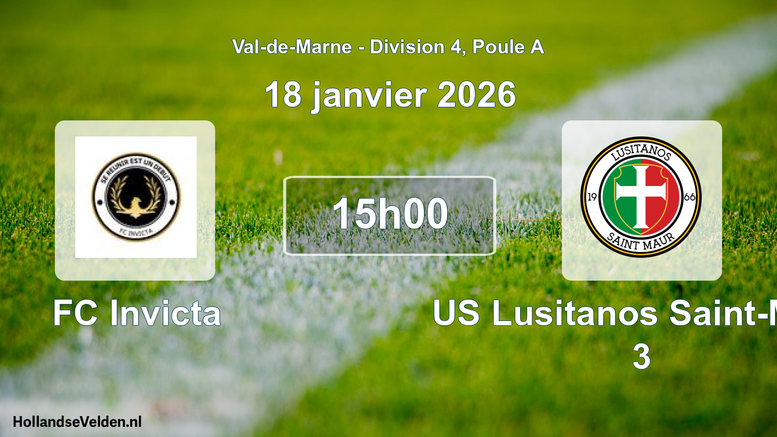 Match programmé: FC Invicta - US Lusitanos Saint-Maur 3 (18 janvier 2026)