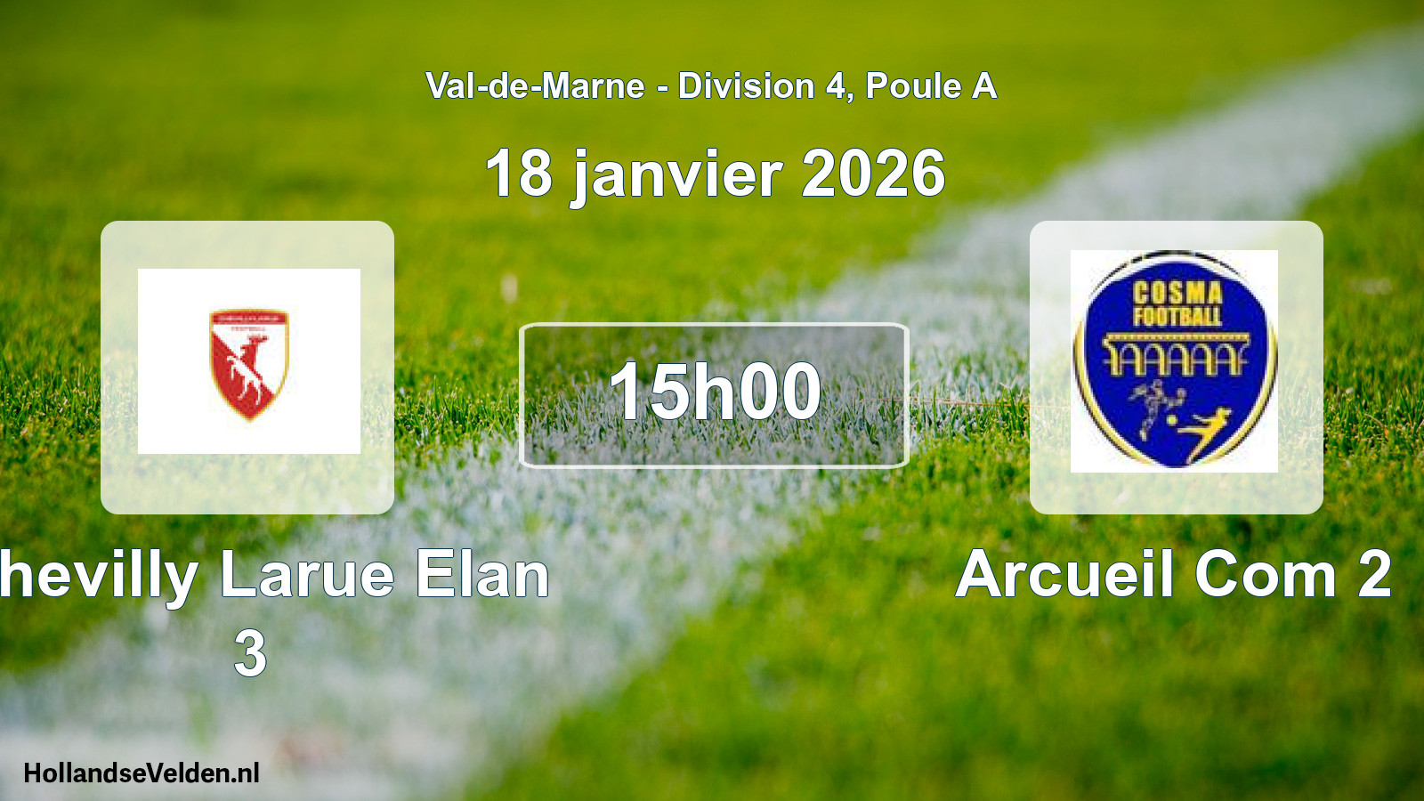 Match programmé: Chevilly Larue Elan 3 - Arcueil Com 2 (18 janvier 2026)