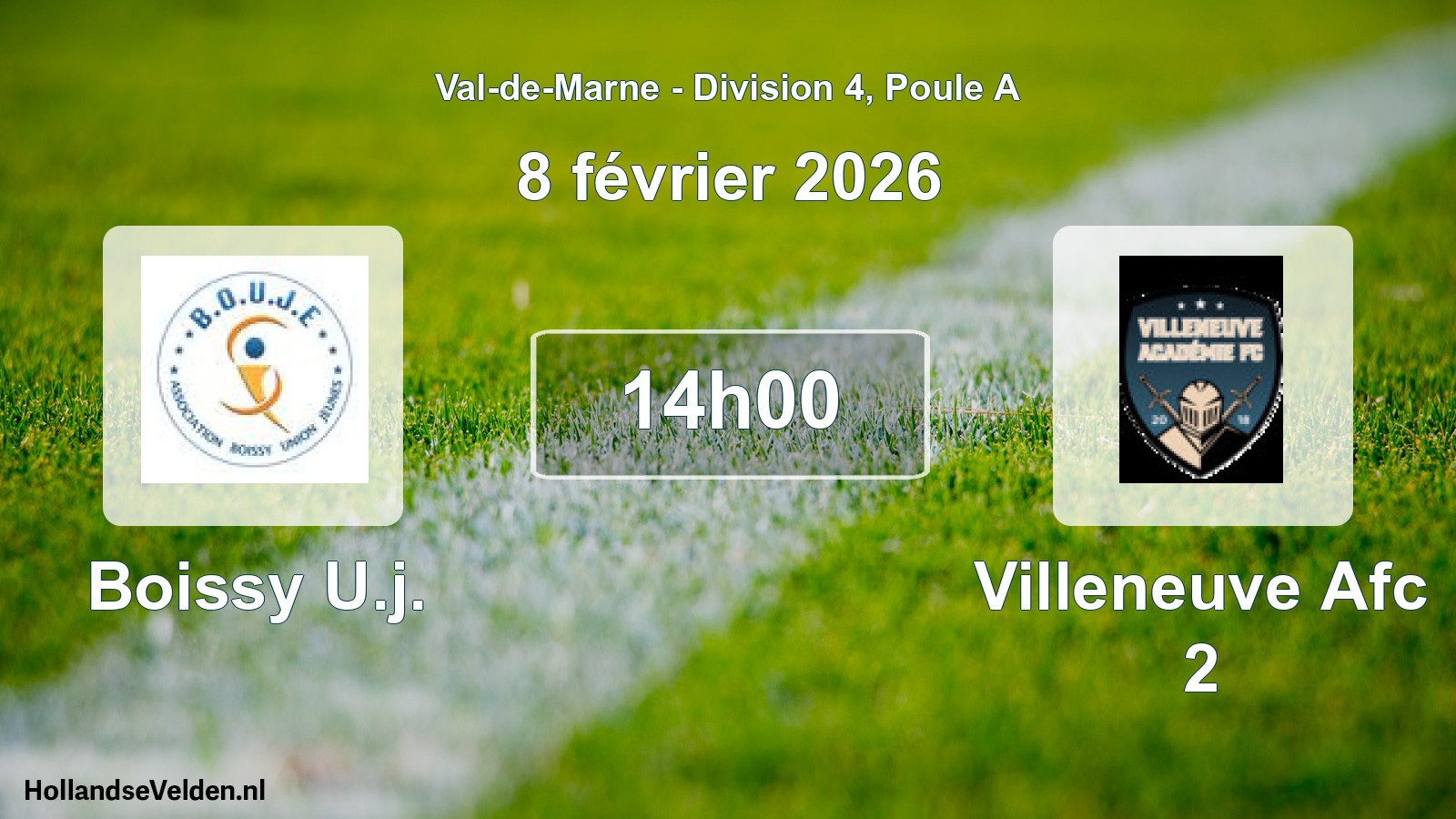 Match programmé: Boissy U.j. - Villeneuve Afc 2 (8 février 2026)