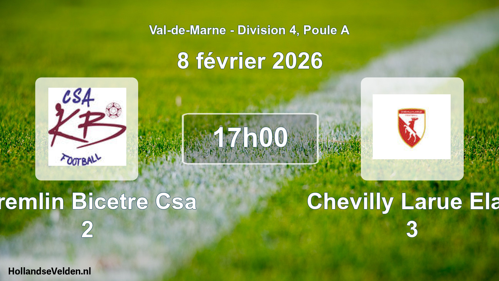 Match programmé: Kremlin Bicetre Csa 2 - Chevilly Larue Elan 3 (8 février 2026)