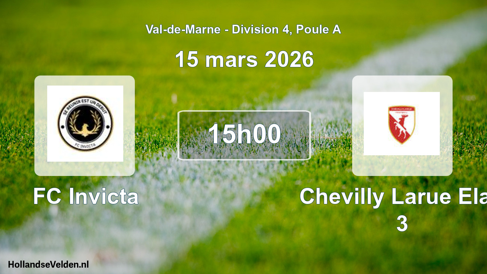 Geplande wedstrijd: FC Invicta - Chevilly Larue Elan 3 (15 maart 2026)