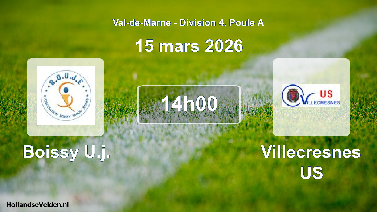 Geplande wedstrijd: Boissy U.j. - Villecresnes US (15 maart 2026)