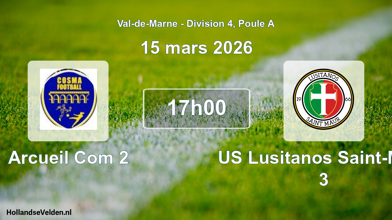 Geplande wedstrijd: Arcueil Com 2 - US Lusitanos Saint-Maur 3 (15 maart 2026)
