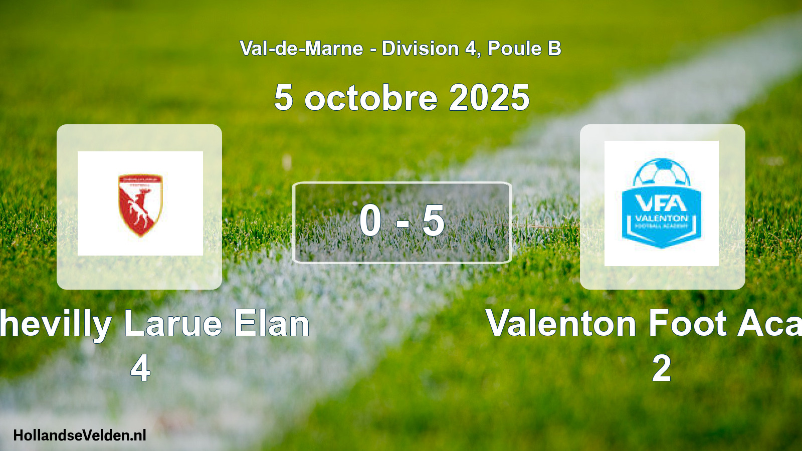 Gespeelde wedstrijd: Chevilly Larue Elan 4 - Valenton Foot Acad. 2 0 - 5 (5 oktober 2025)