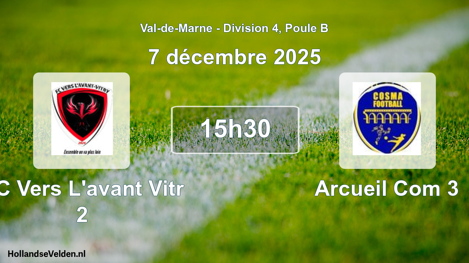 Match programmé: FC Vers L'avant Vitr 2 - Arcueil Com 3 (7 décembre 2025)