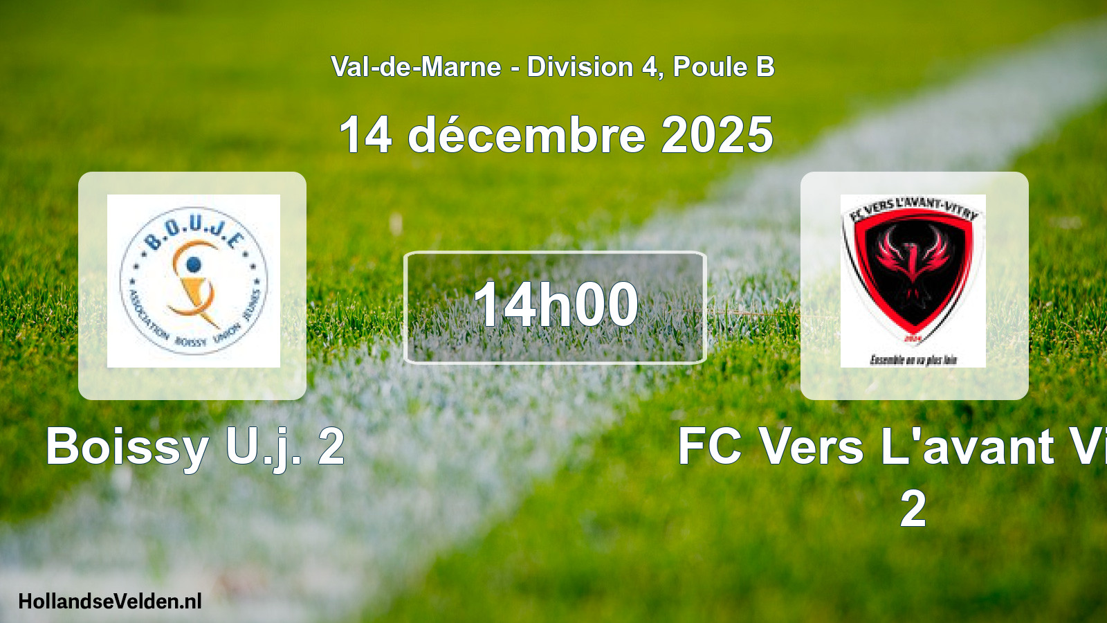 Match programmé: Boissy U.j. 2 - FC Vers L'avant Vitr 2 (14 décembre 2025)