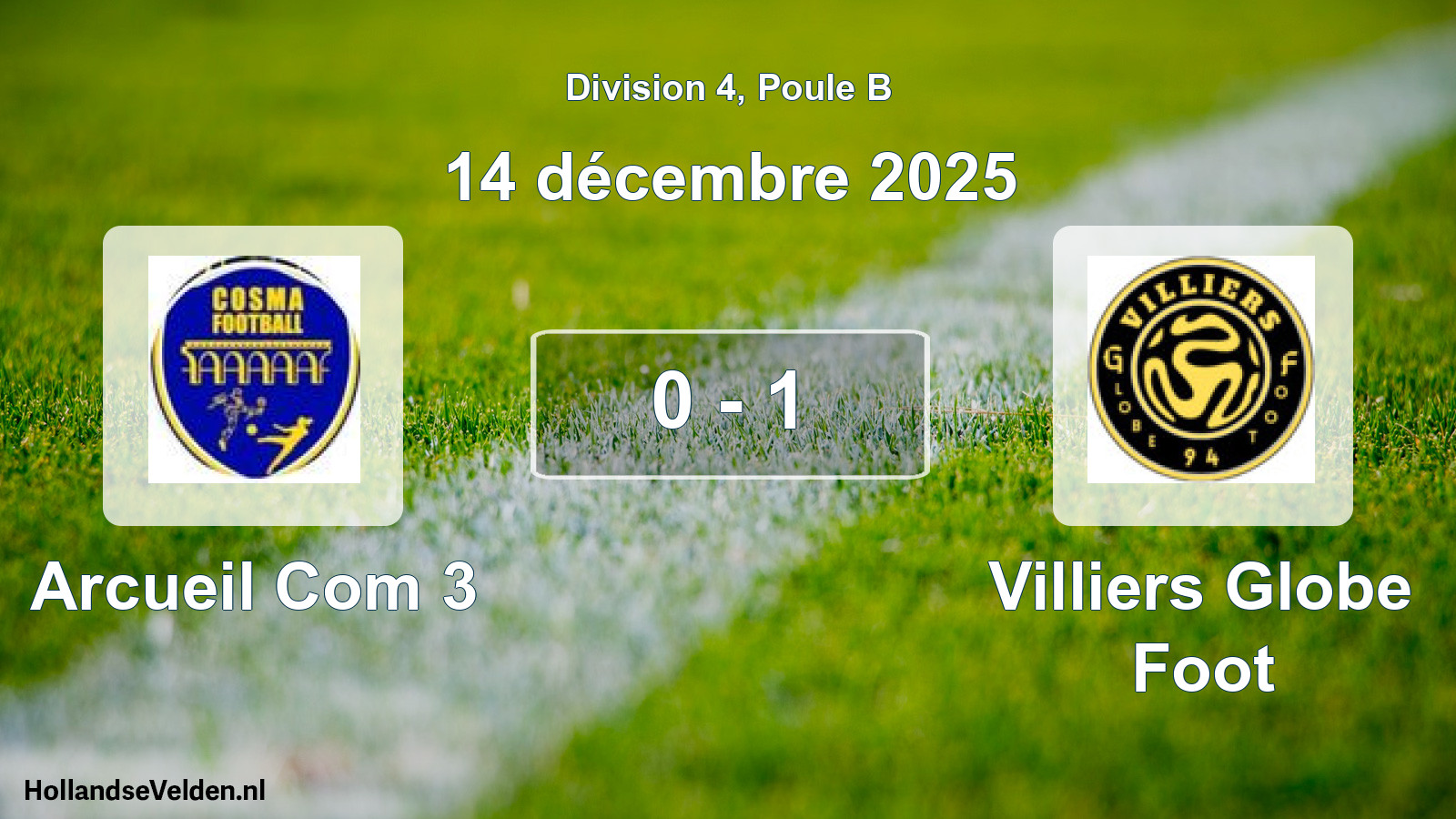 Match joué: Arcueil Com 3 - Villiers Globe Foot 0 - 1 (14 décembre 2025)