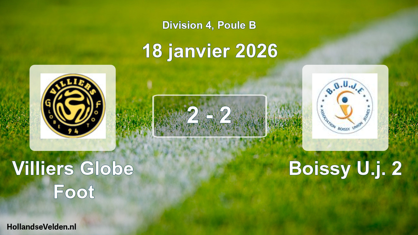 Total number of matches played: Villiers Globe Foot - Boissy U.j. 2 2 - 2 (18 January 2026)