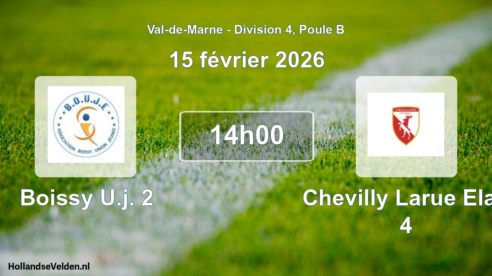 Geplande wedstrijd: Boissy U.j. 2 - Chevilly Larue Elan 4 (15 februari 2026)