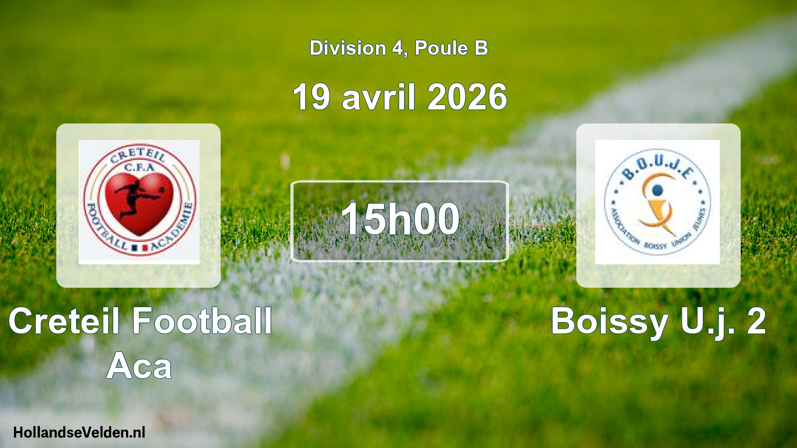Match programmé: Creteil Football Aca - Boissy U.j. 2 (19 avril 2026)