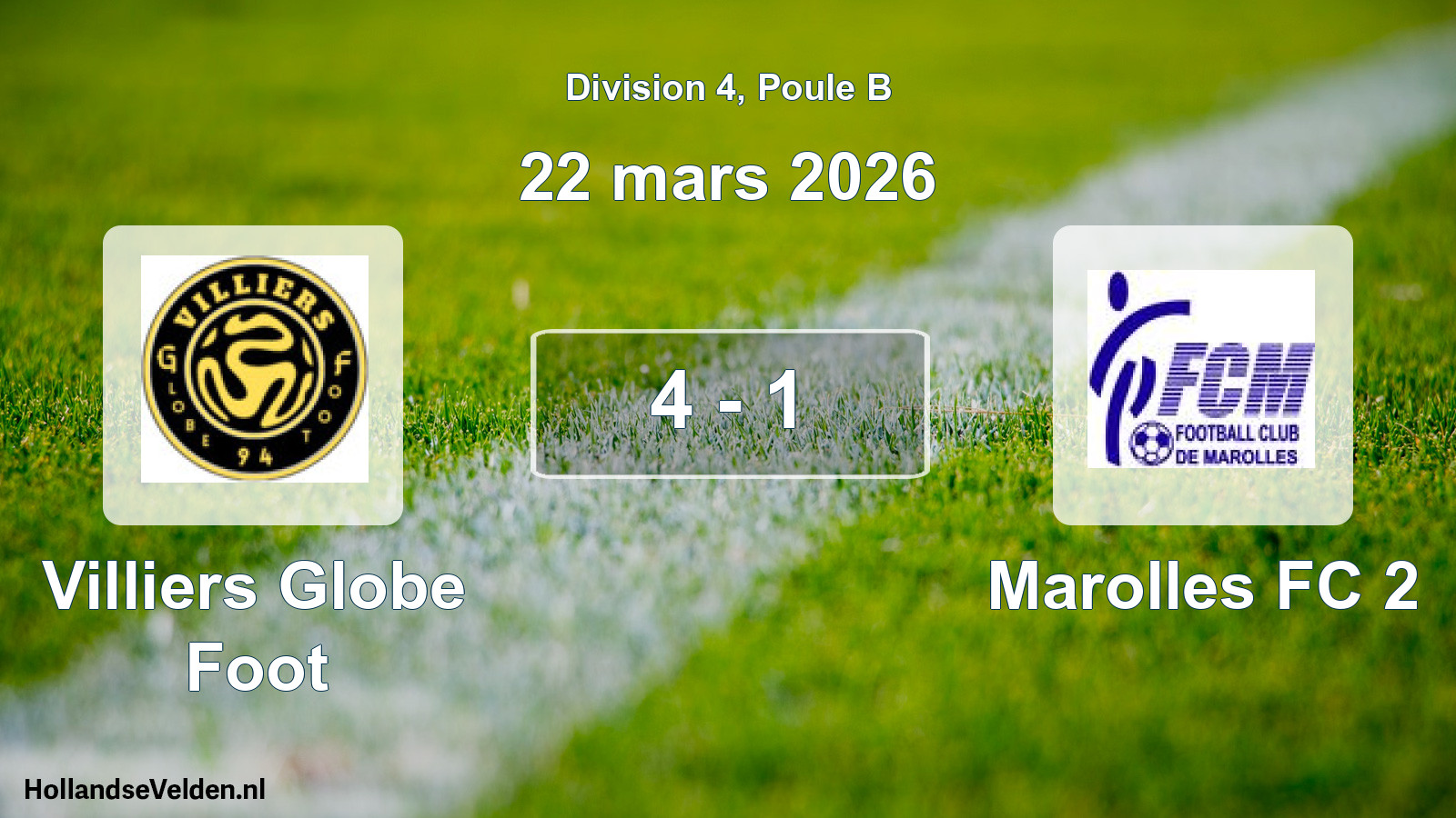 Total number of matches played: Villiers Globe Foot - Marolles FC 2 4 - 1 (22 March 2026)