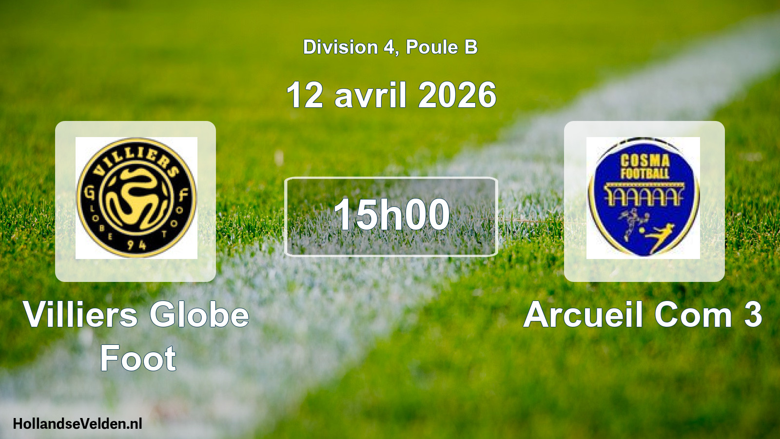 Scheduled Match: Villiers Globe Foot - Arcueil Com 3 (12 April 2026)