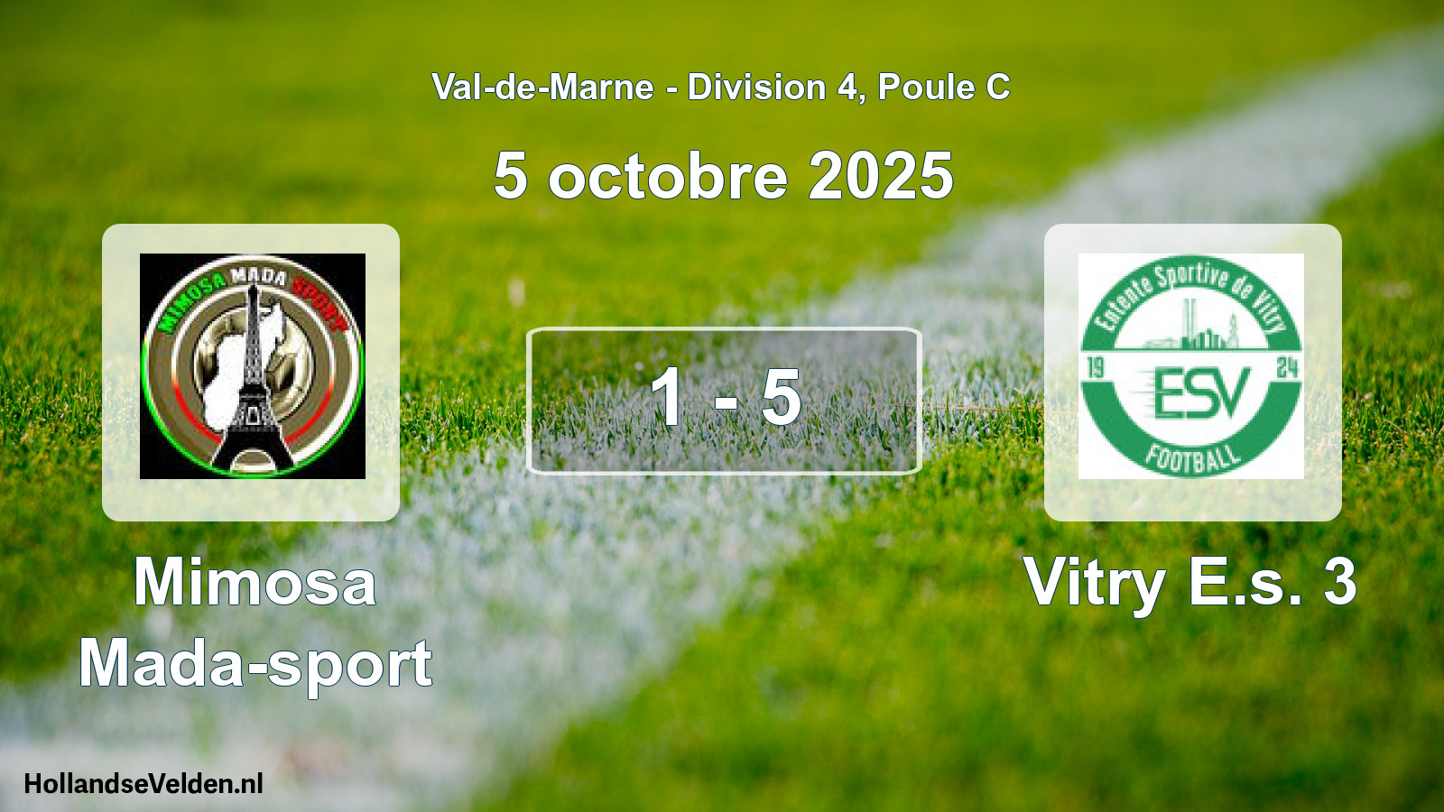 Match joué: Mimosa Mada-sport - Vitry E.s. 3 1 - 5 (5 octobre 2025)