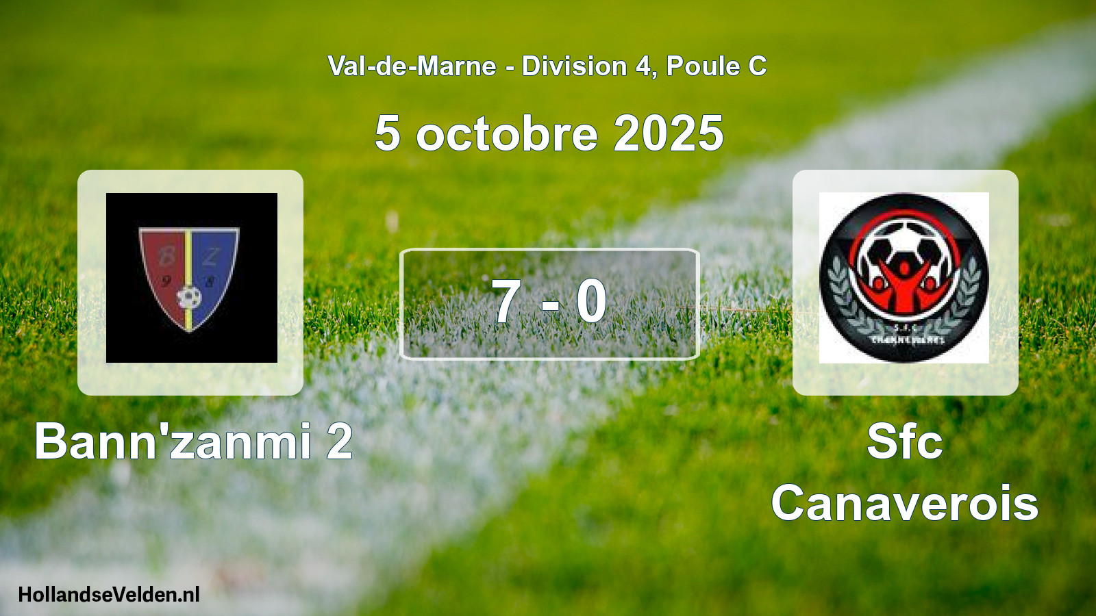 Gespeelde wedstrijd: Bann'zanmi 2 - Sfc Canaverois 7 - 0 (5 oktober 2025)
