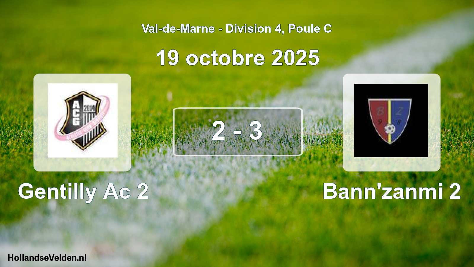 Match joué: Gentilly Ac 2 - Bann'zanmi 2 2 - 3 (19 octobre 2025)