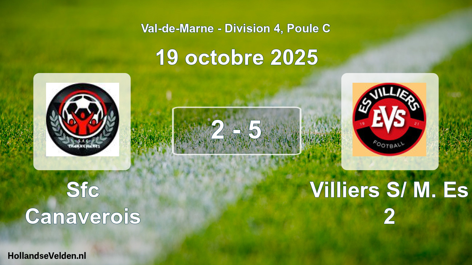Match joué: Sfc Canaverois - Villiers S/ M. Es 2 2 - 5 (19 octobre 2025)