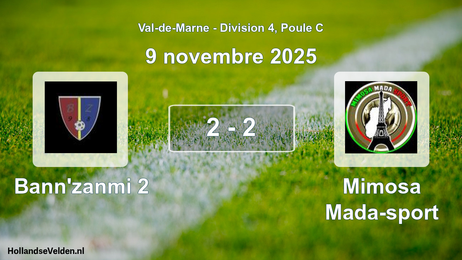 Gespeelde wedstrijd: Bann'zanmi 2 - Mimosa Mada-sport 2 - 2 (9 november 2025)