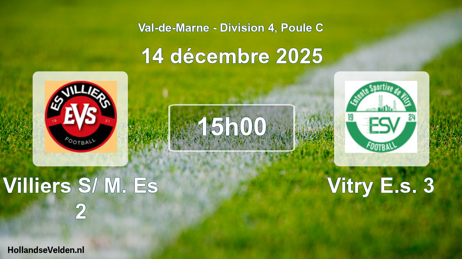 Match programmé: Villiers S/ M. Es 2 - Vitry E.s. 3 (14 décembre 2025)