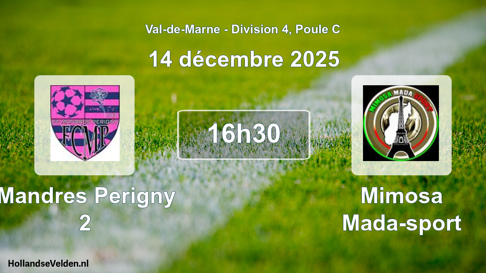 Match programmé: Mandres Perigny 2 - Mimosa Mada-sport (14 décembre 2025)