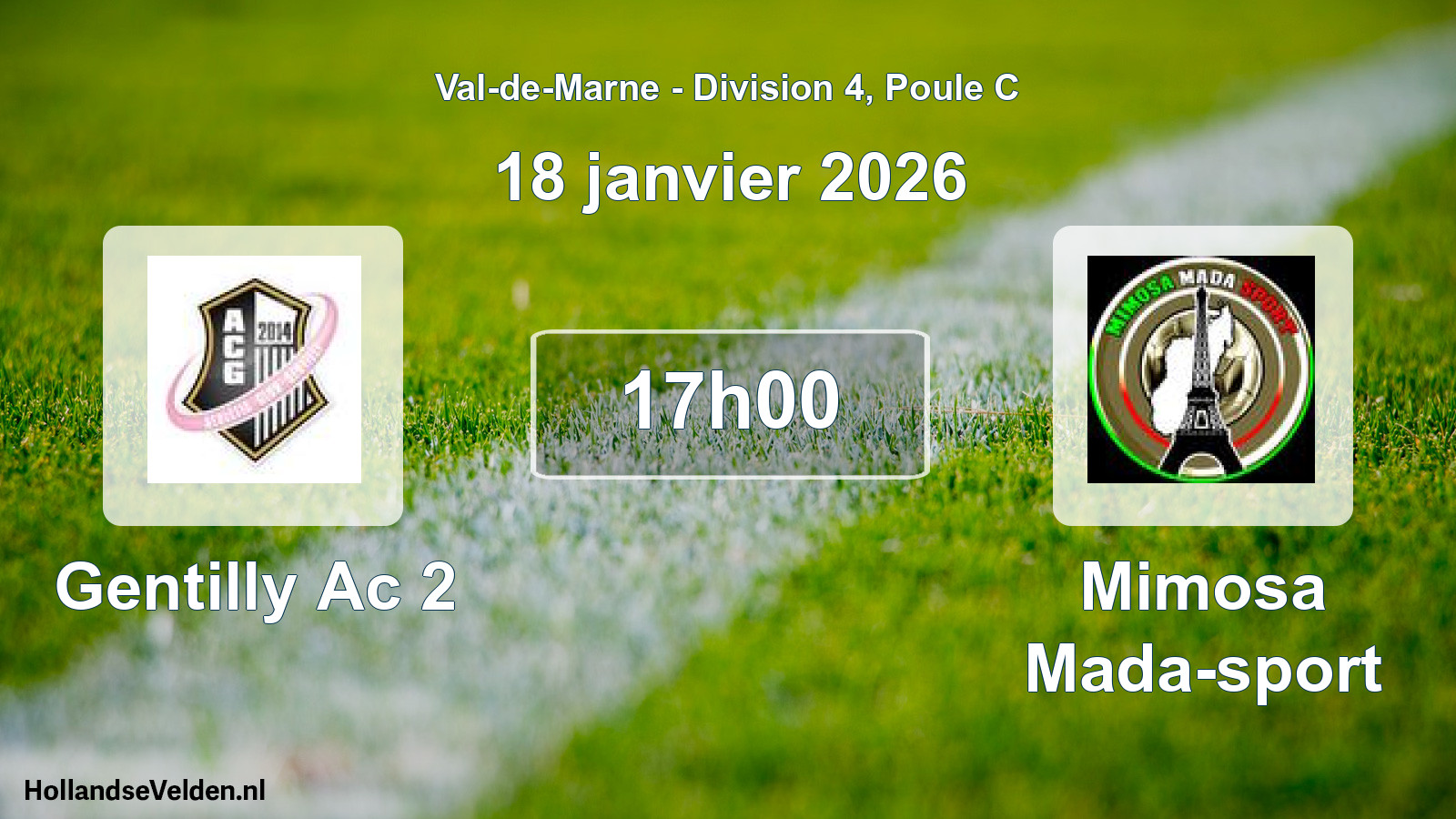 Geplande wedstrijd: Gentilly Ac 2 - Mimosa Mada-sport (18 januari 2026)