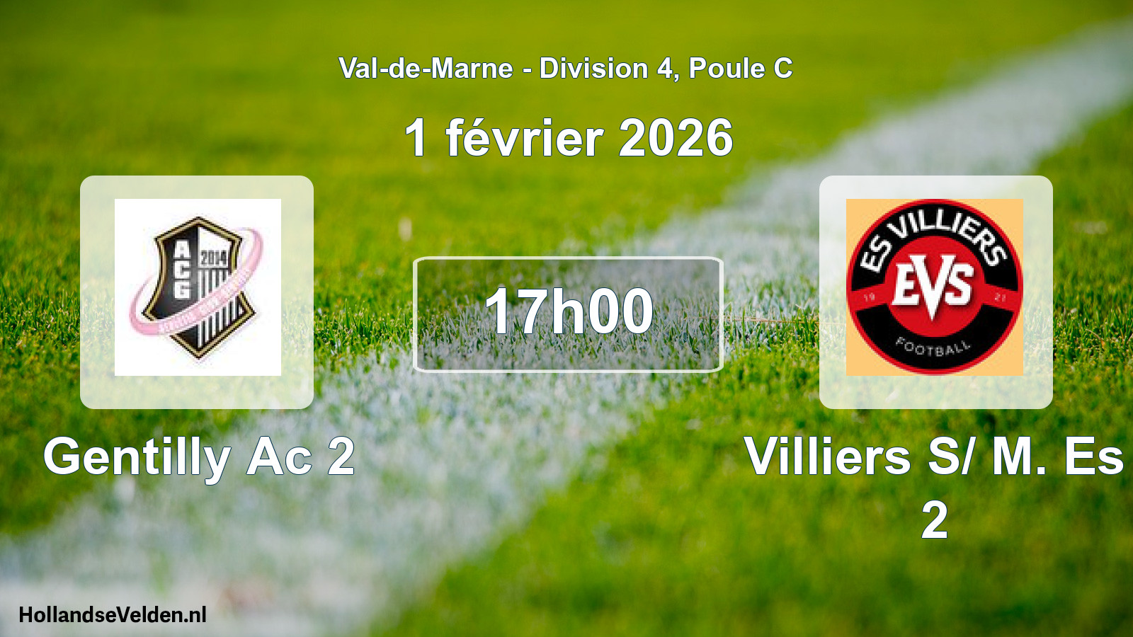Match programmé: Gentilly Ac 2 - Villiers S/ M. Es 2 (1 février 2026)