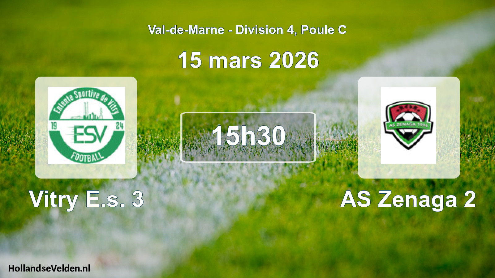 Match programmé: Vitry E.s. 3 - AS Zenaga 2 (15 mars 2026)