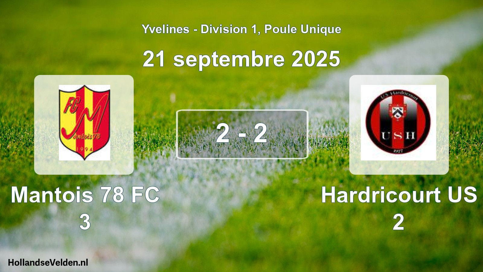 Match joué: Mantois 78 FC 3 - Hardricourt US 2 2 - 2 (21 septembre 2025)