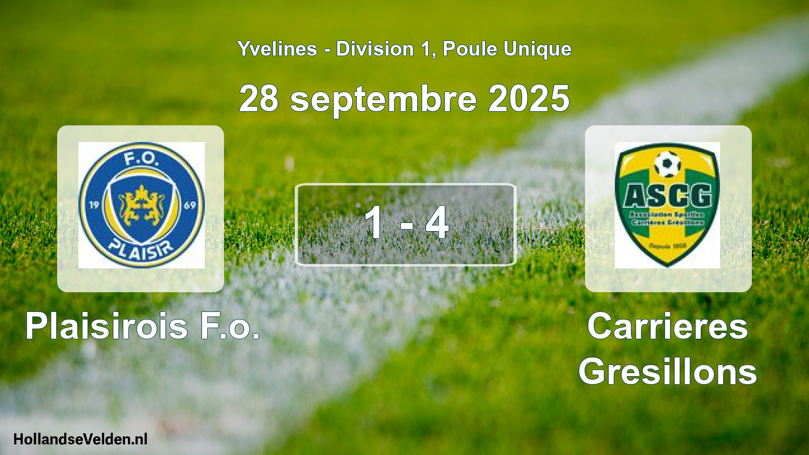 Match joué: Plaisirois F.o. - Carrieres Gresillons 1 - 4 (28 septembre 2025)