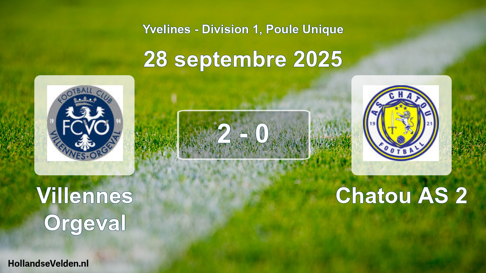 Match joué: Villennes Orgeval - Chatou AS 2 2 - 0 (28 septembre 2025)