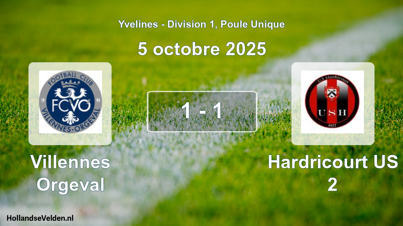 Total number of matches played: Villennes Orgeval - Hardricourt US 2 1 - 1 (5 October 2025)