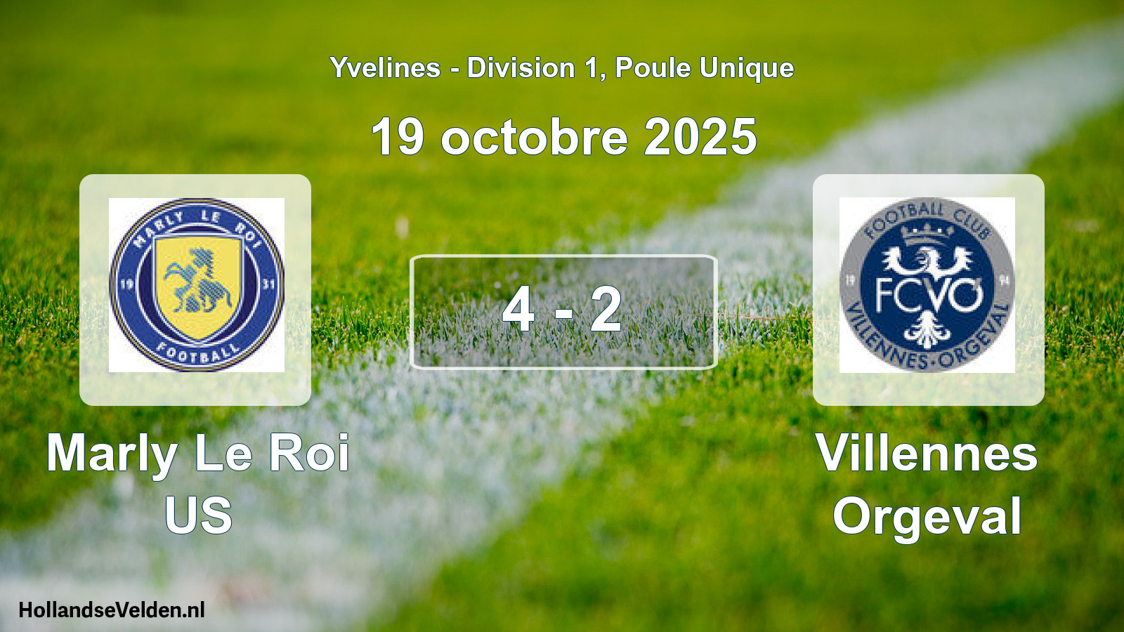 Gespeelde wedstrijd: Marly Le Roi US - Villennes Orgeval 4 - 2 (19 oktober 2025)