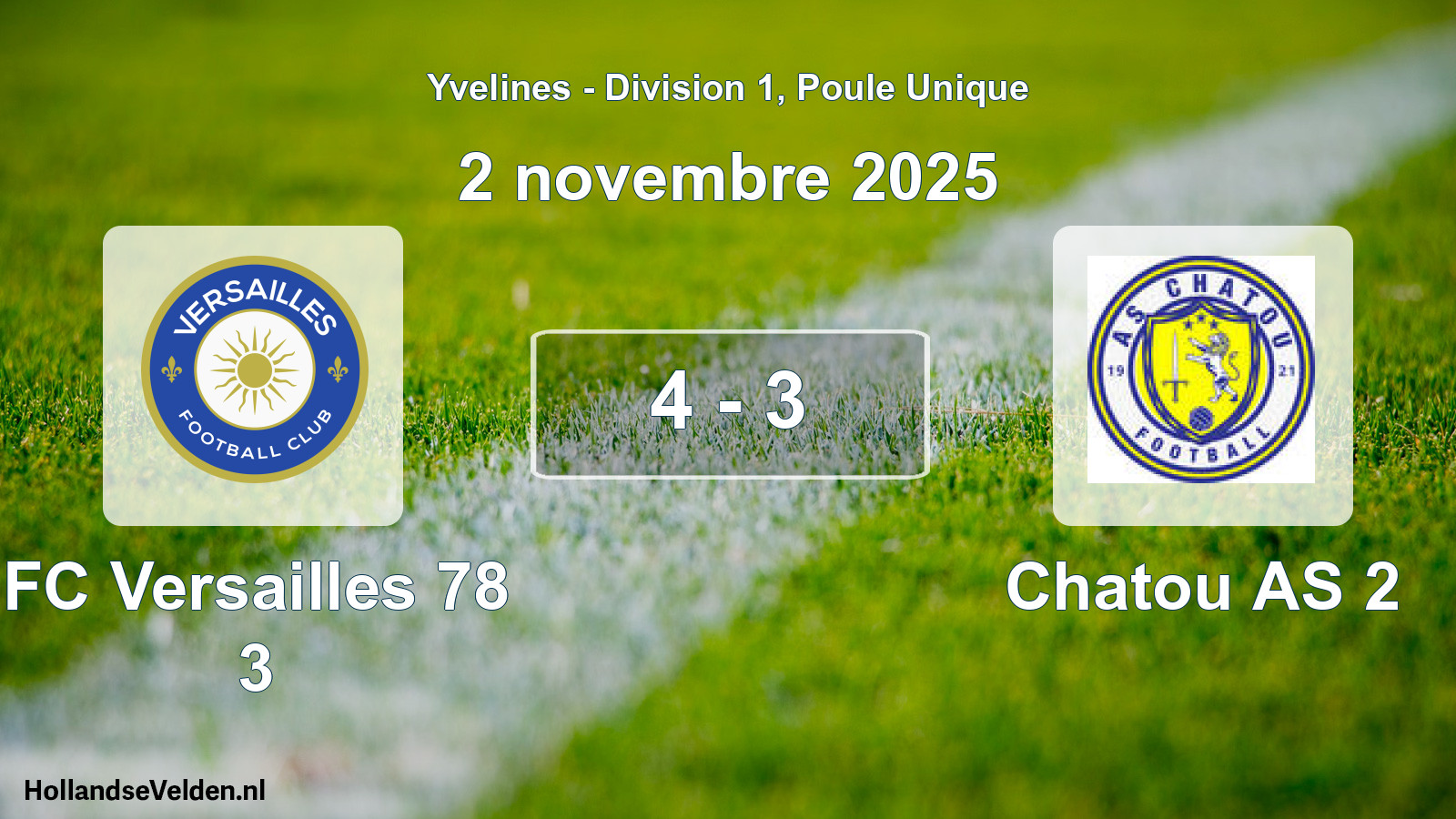 Total number of matches played: FC Versailles 78 3 - Chatou AS 2 4 - 3 (2 November 2025)