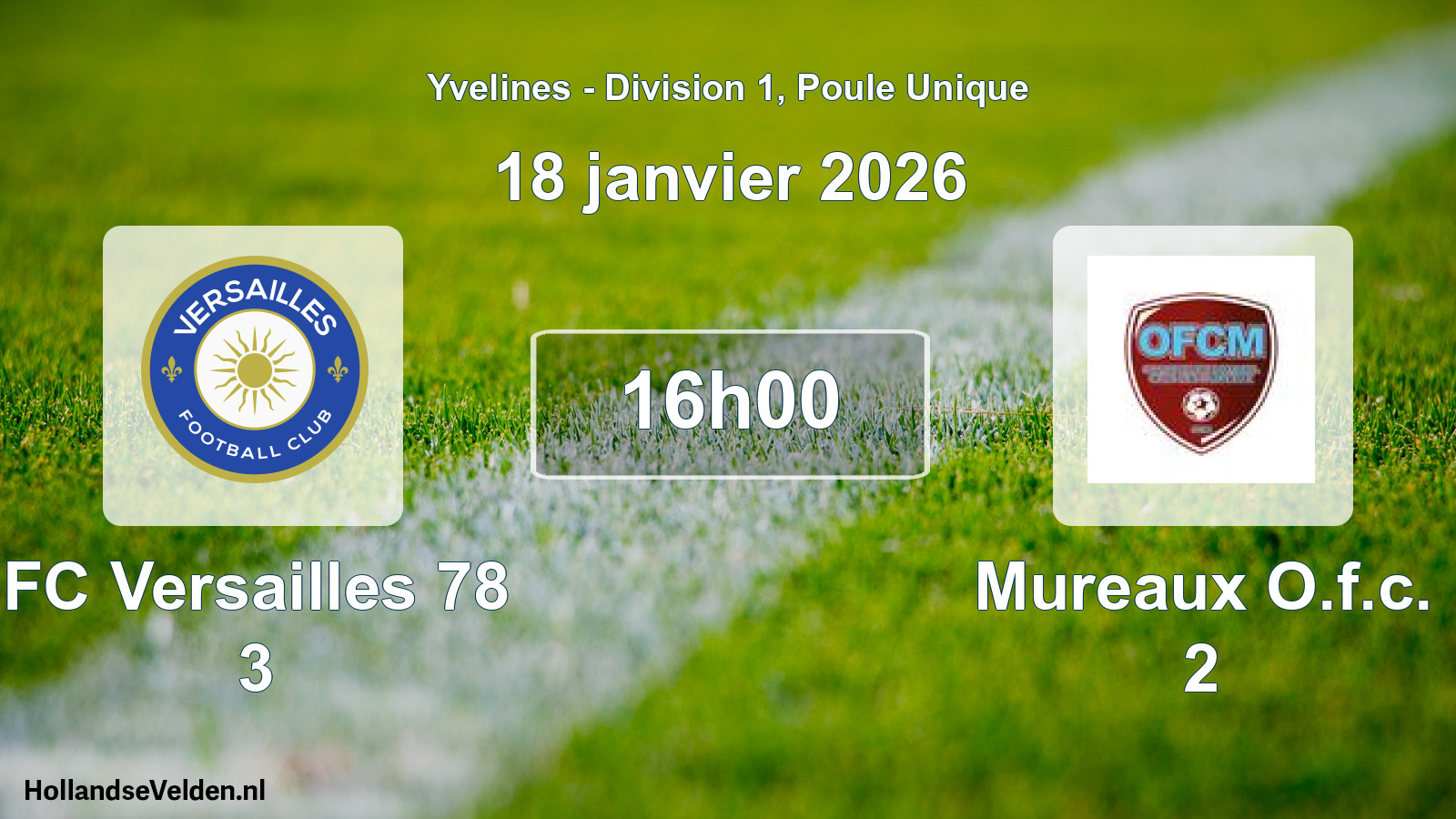 Match programmé: FC Versailles 78 3 - Mureaux O.f.c. 2 (18 janvier 2026)