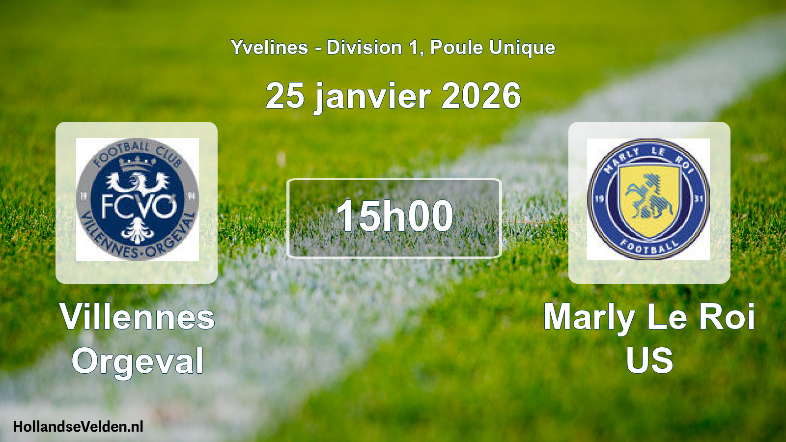 Match programmé: Villennes Orgeval - Marly Le Roi US (25 janvier 2026)
