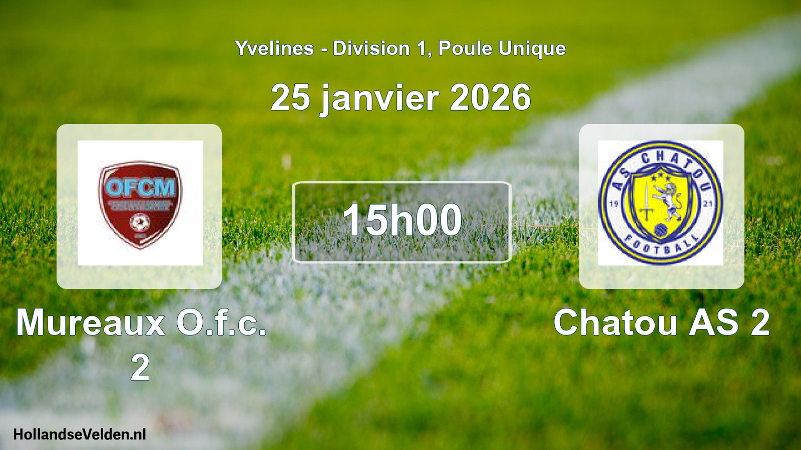 Match programmé: Mureaux O.f.c. 2 - Chatou AS 2 (25 janvier 2026)