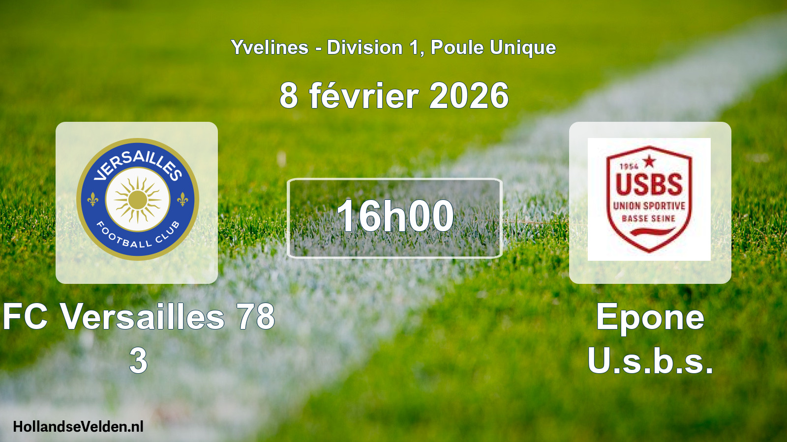 Match programmé: FC Versailles 78 3 - Epone U.s.b.s. (8 février 2026)