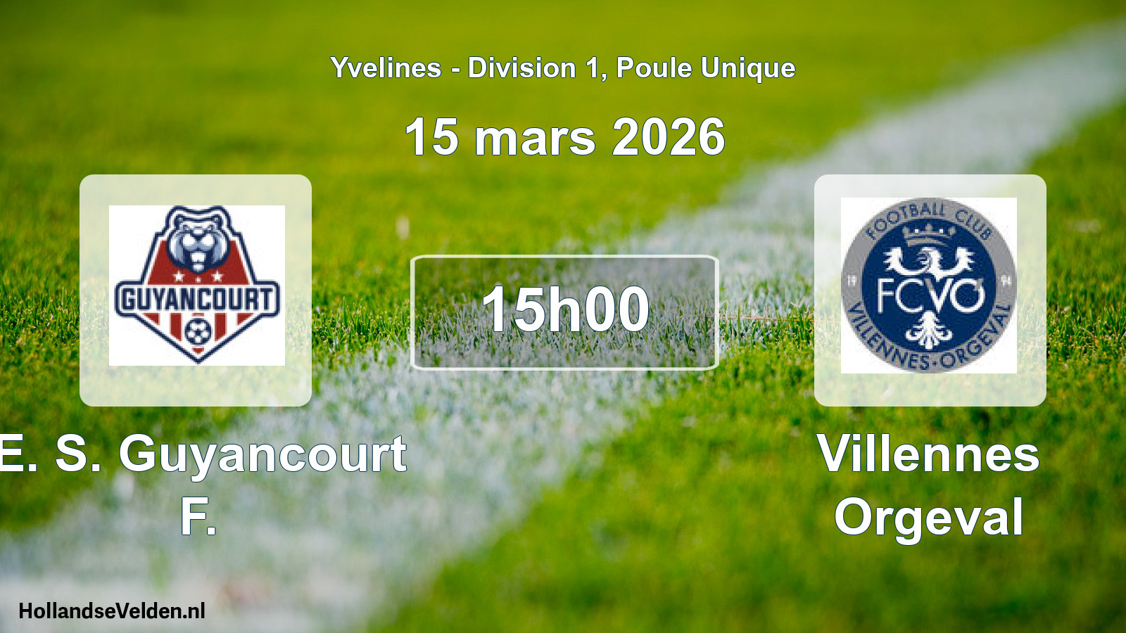 Match programmé: E. S. Guyancourt F. - Villennes Orgeval (15 mars 2026)