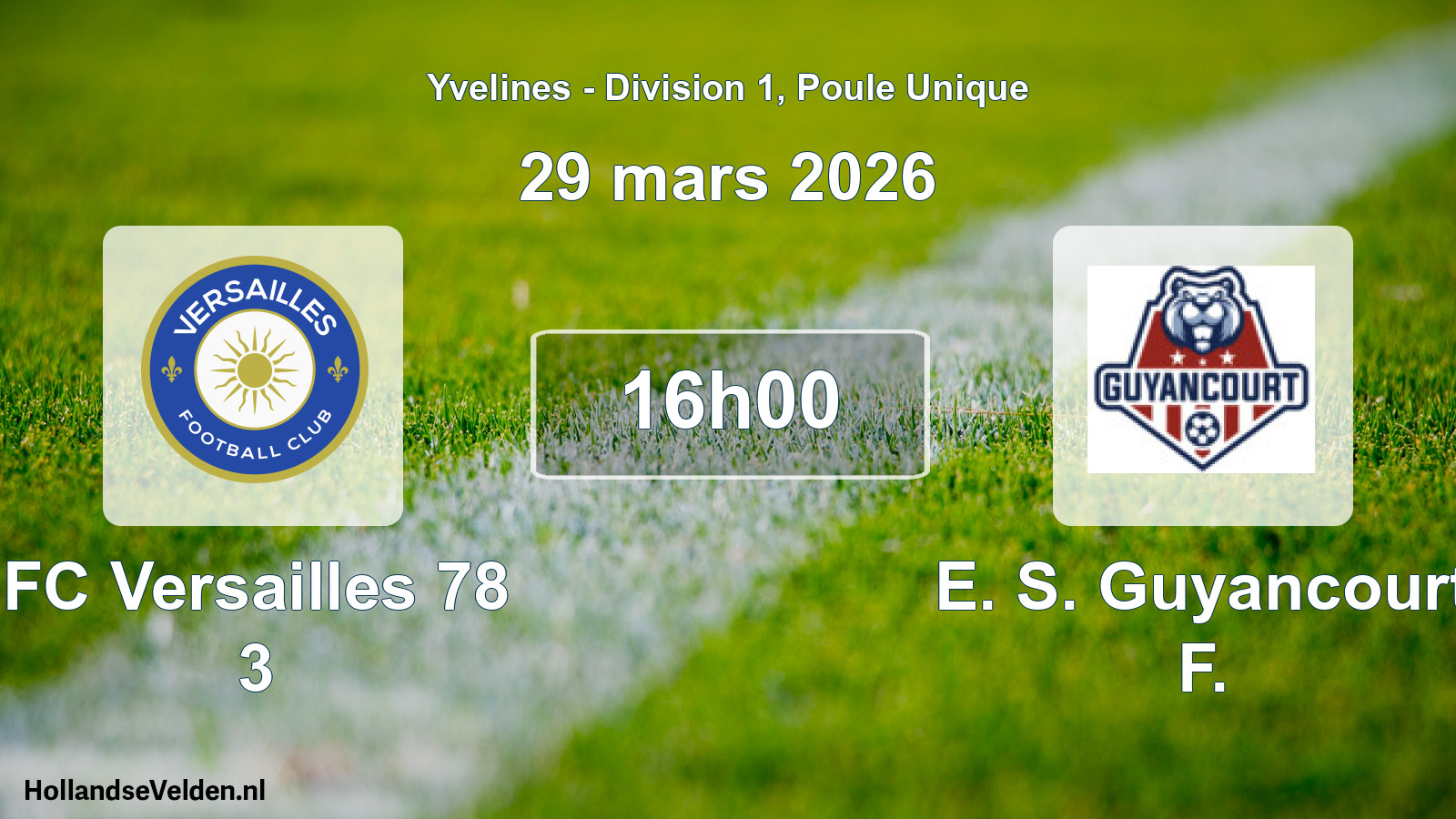 Match programmé: FC Versailles 78 3 - E. S. Guyancourt F. (29 mars 2026)