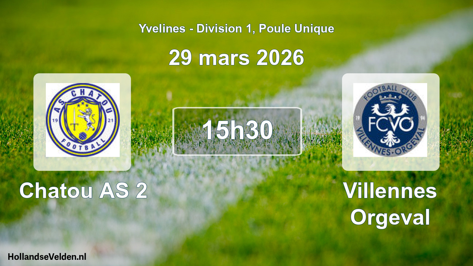 Match programmé: Chatou AS 2 - Villennes Orgeval (29 mars 2026)
