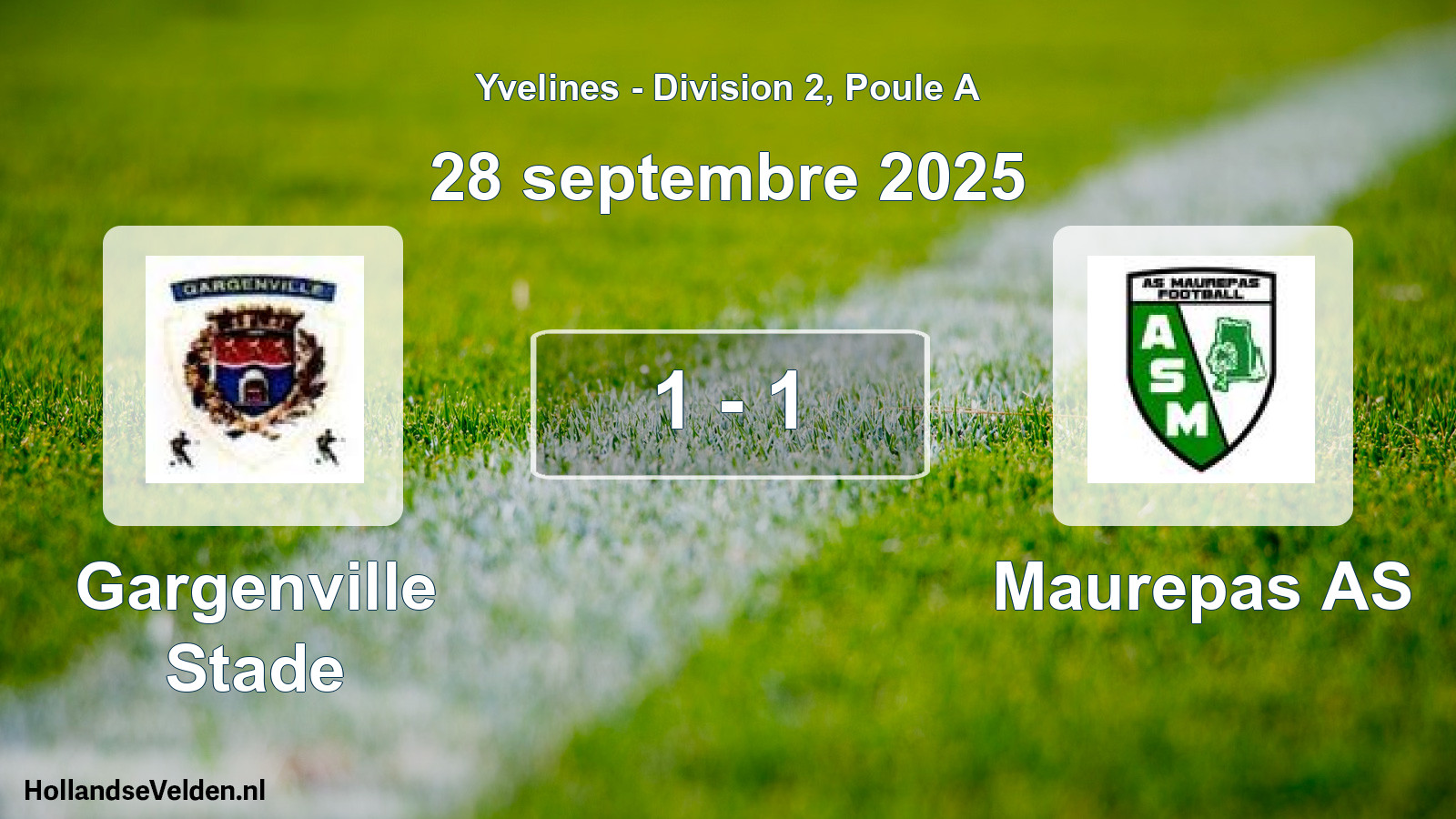 Match joué: Gargenville Stade - Maurepas AS 1 - 1 (28 septembre 2025)